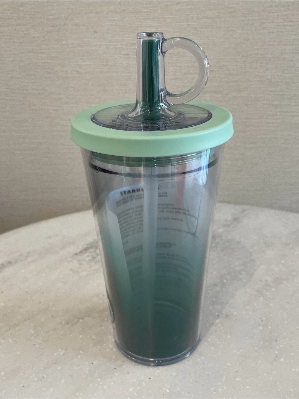 Starbucks Mint Green and Dark Green Ombre Tumbler with Straw Lid